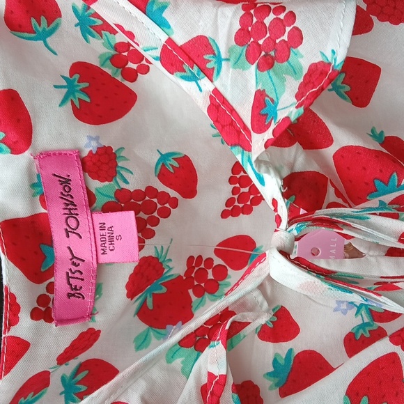 NWT Betsey Johnson 100% cotton slip on strawberry Maxi Dress Sz S - Picture 6 of 16